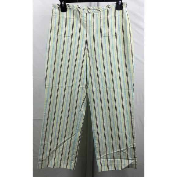 Ann Taylor Loft Ankle Pants Women Petite 6P Multi Stripe 100% Cotton Cropped - Picture 1 of 12